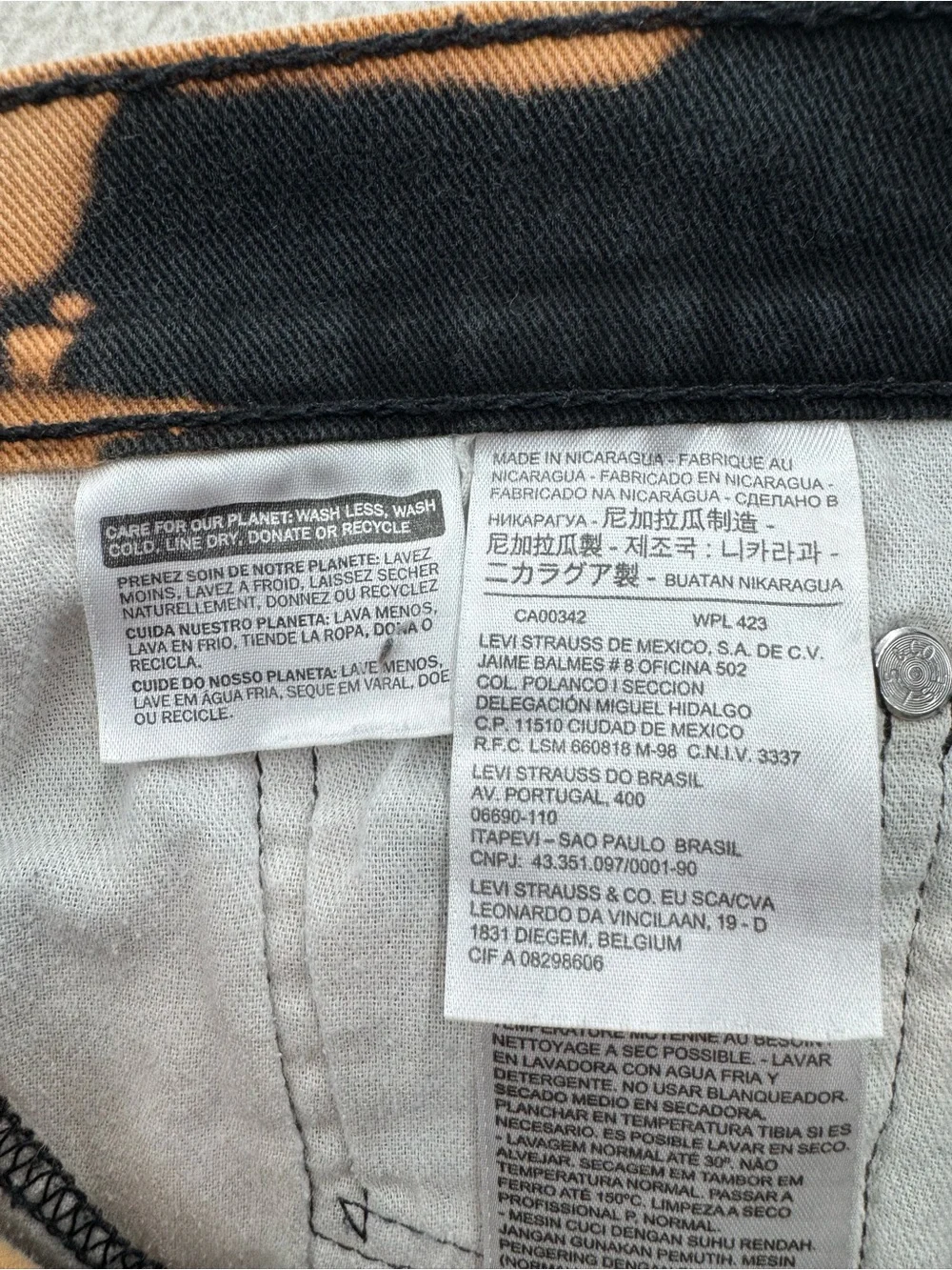 Levi's 513 Mens 33 Shorts Black Tie Dye Denim Cutoff